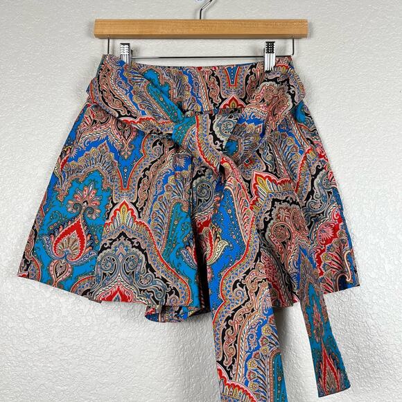 J Crew Womens Size 0 Ratti Mediterranean Colorful Paisley High Waist Shorts NWT